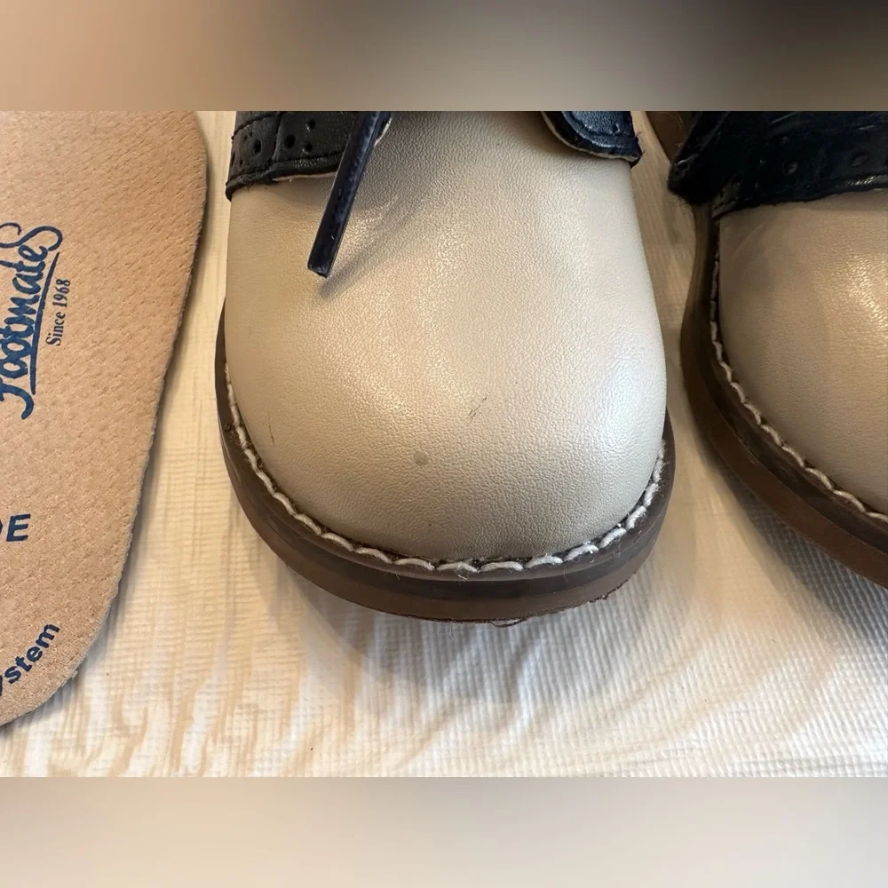 FootMates Size 7 Connor Ecru Royal Oxford Saddle Leather Dress Shoes - Picture 4 of 10